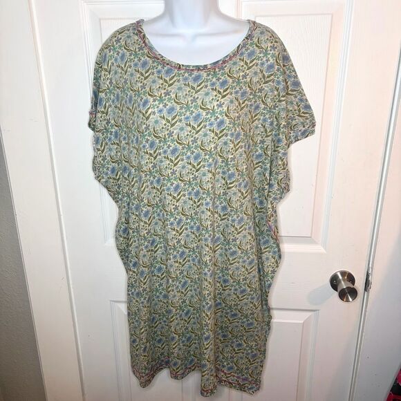 Natural Life Cotton Tee Mini Dress Frankie Knit Blue Floral Tshirt Dress XL NWT - Picture 5 of 13